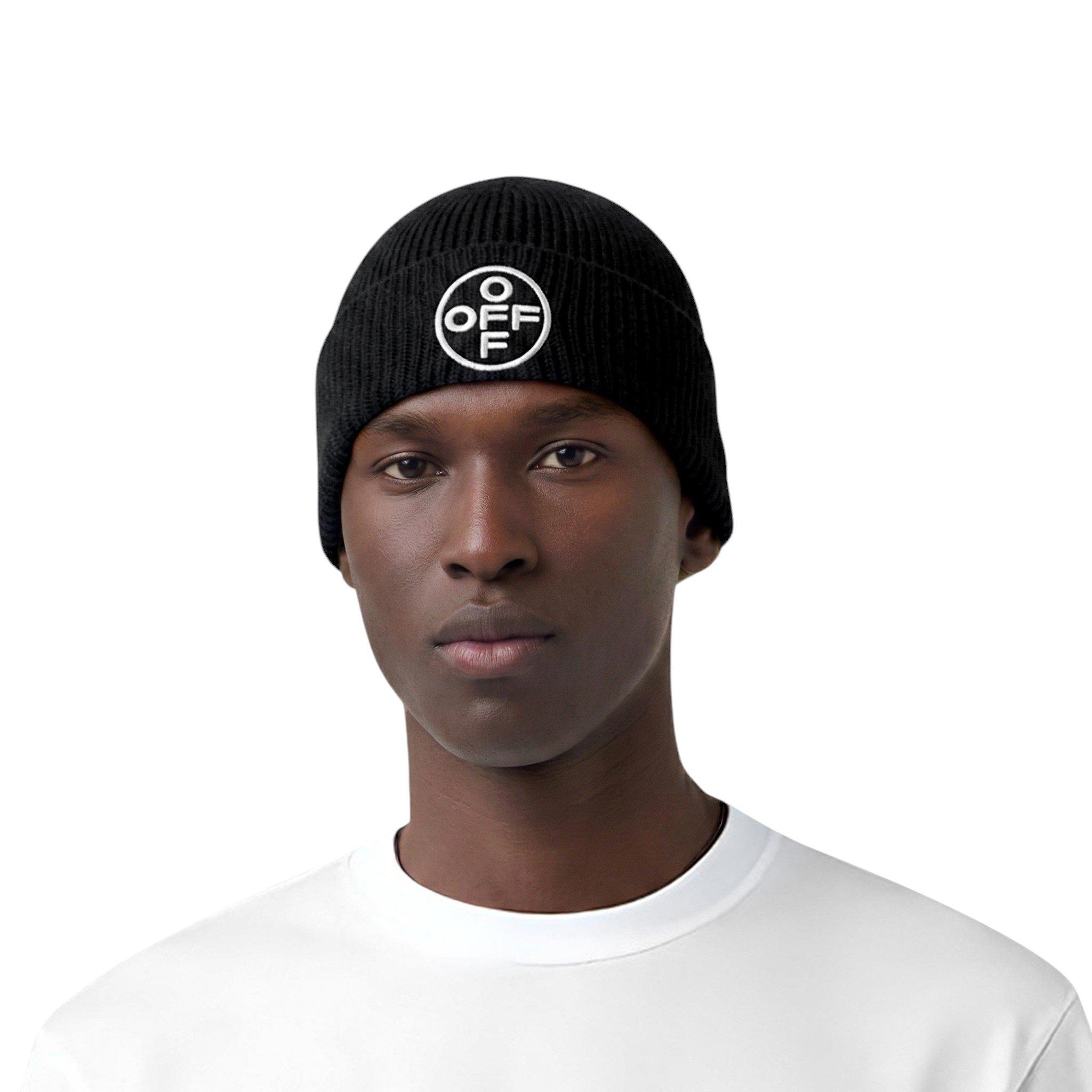L/AB c/o Off-White Off Embroidered Cuff Beanie - Black - BLACK